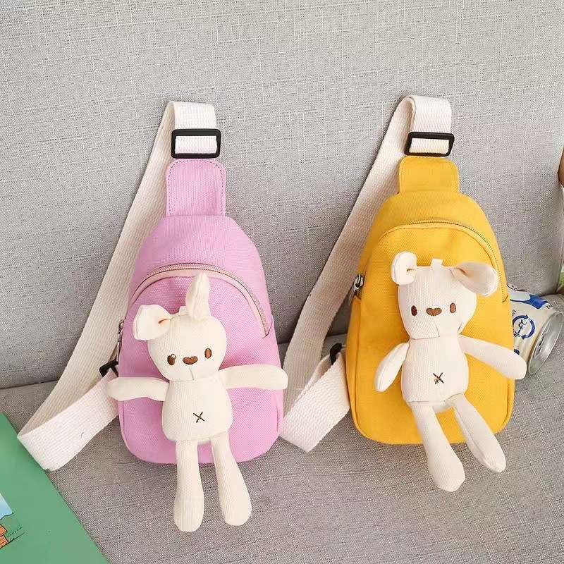 Children's Bag 2023 Spring New Crossbody Bag Cute Bear Chest Bag Boys and Girls Mini Canvas Bag Fashion Bags Wholesale