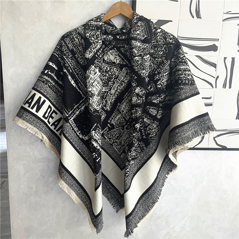 Women's Scarf Winter 2023 New Versatile Fashion Jacquard Square Scarf Korean Warm Scarf Cashmere-like Shawl Outer Match