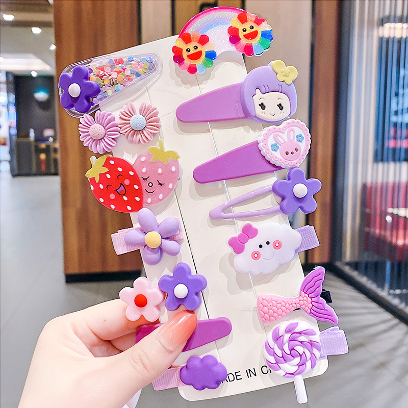 Children Silica Gel Hairpin Internet Influencer Hairpin New Baby Cute Hair Clip for Broken Hair Korean Princess Rainbow Flower Headwear