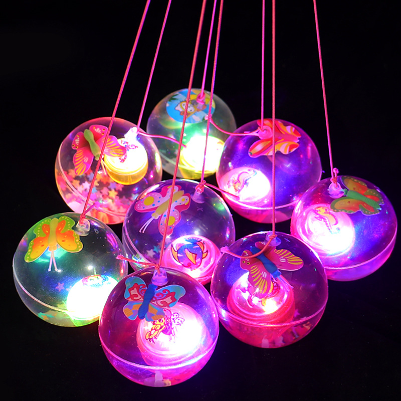 flash crystal ball luminous elastic ball with rope jump ball flash children‘s toys night market stall hot toys
