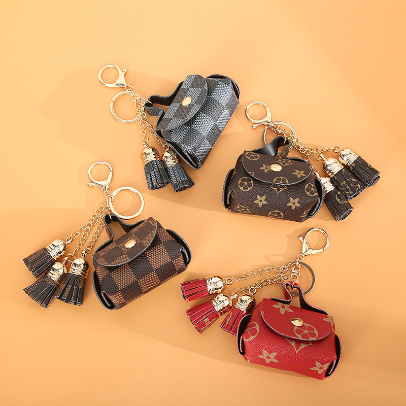 Europe and America Creative Keychain Leather Mini Wallet Ornaments Fashion Car Key Chain Couple Bags Decorative Pendant