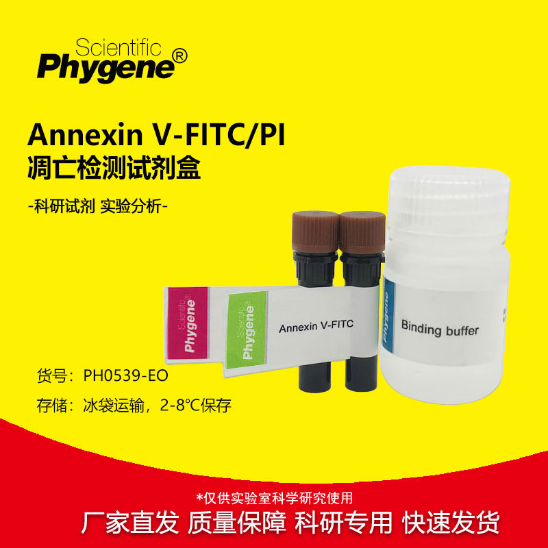 AnnexinVFITC/PI凋亡检测试剂盒20T50T100T200TPHYGENE