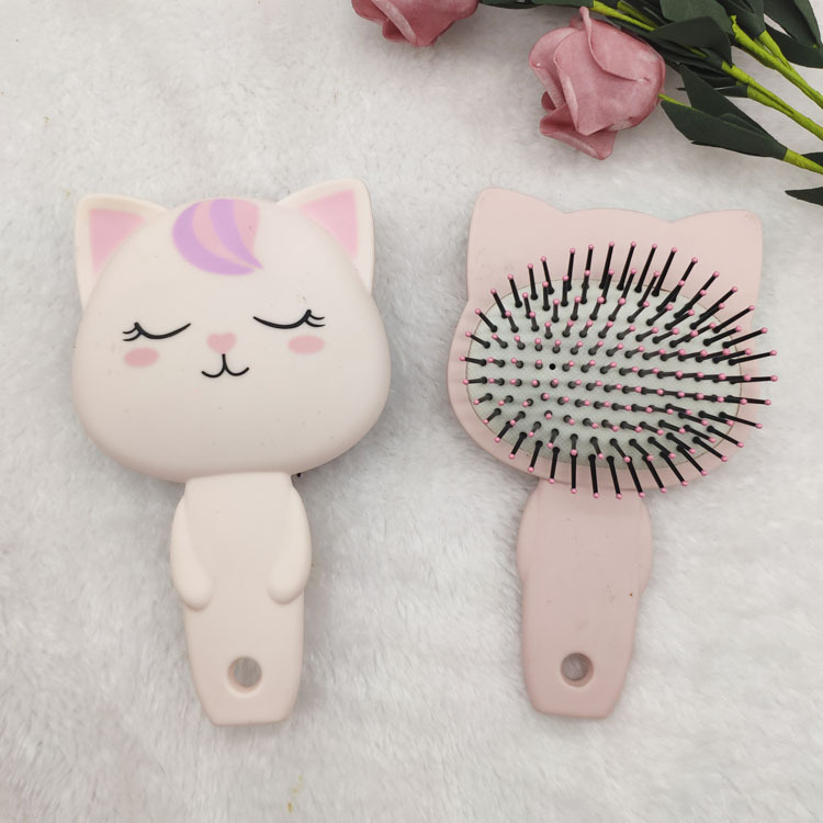 Factory Supply Customized Cute Unicorn Rabbit Cat Children Styling Comb Rubber Paint Printing Hairdressing Airbag Comb