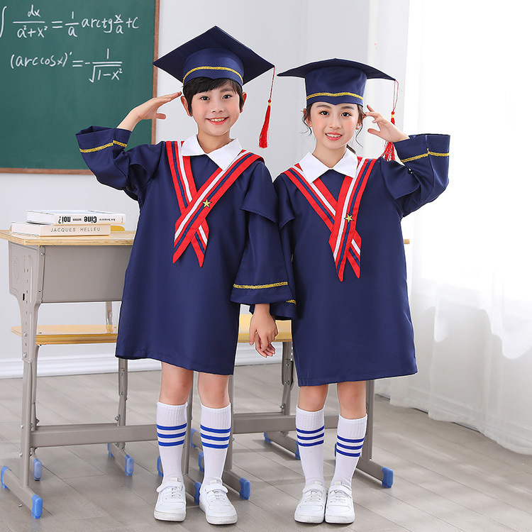新款儿童博士服幼儿园学士服拍照衣服毕业袍博士帽小学毕业照服装