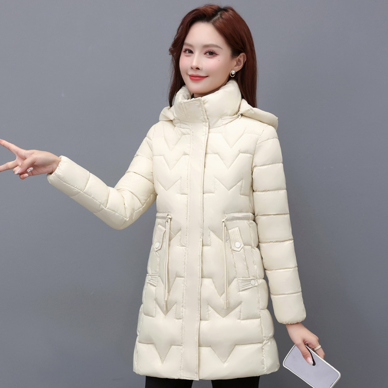 Parqian 2023 Autumn and Winter New Slim Fit Slimming and Fashionable Women's Warm Clothing Ladies Mid-Length Cotton Clothing