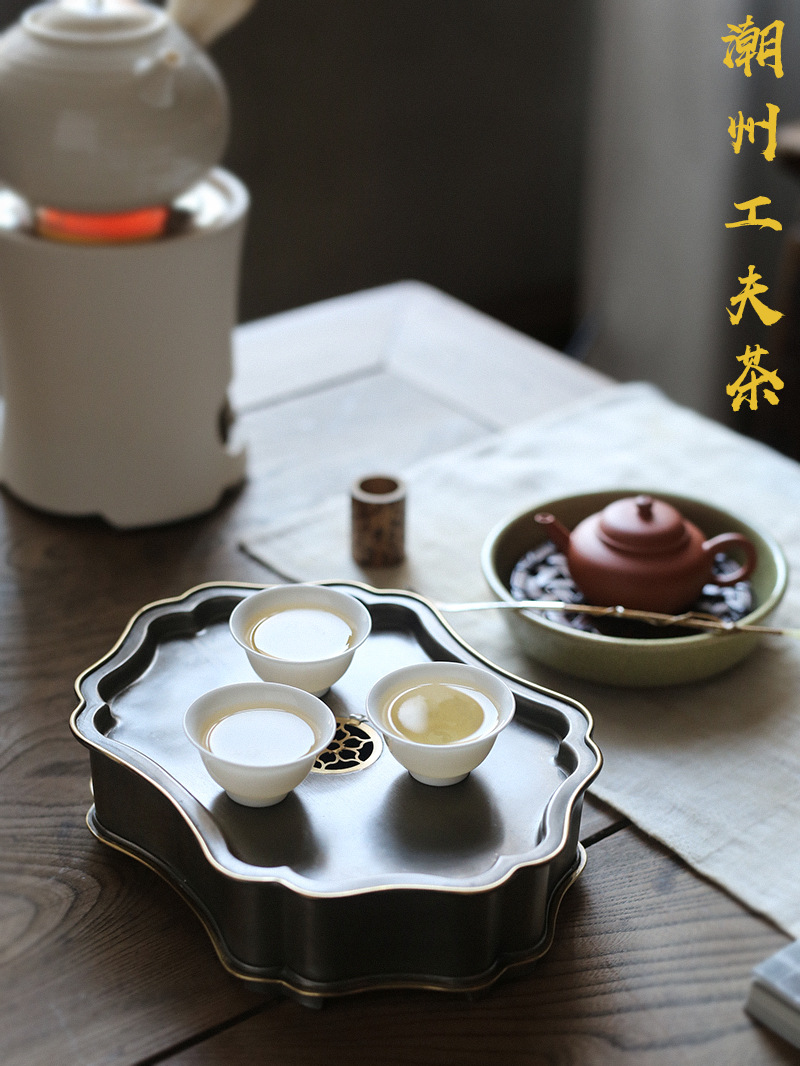 颜吉利 潮阳锡茶盘 锡包铜边壶承干泡台茶船潮州工夫茶锡罐-阿里巴巴