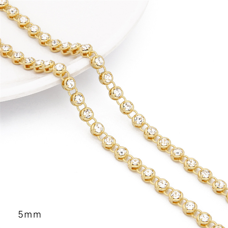 Color Retaining 14K Gilded Platinum Handmade Chain Copper Rhinestone Zircon Claw Chain Chain DIY Necklace Bracelet Jewelry Material