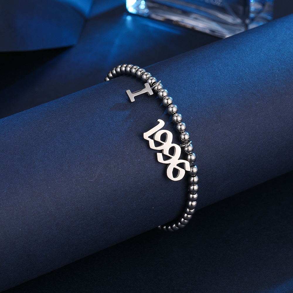 钛钢手链数字1996坠2022新款韩版diy款气质潮个性时尚小众手饰品