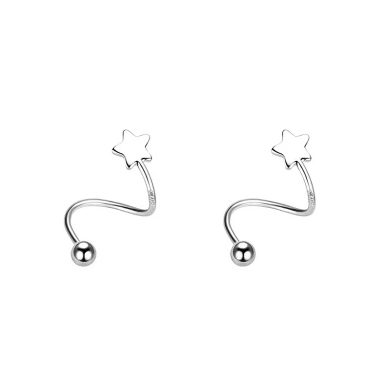 S925 Sterling Silver Spring Stud Earrings for Women 2023 New Personality Affordable Luxury Ear Bone Stud Petite Earrings High-Grade Earrings
