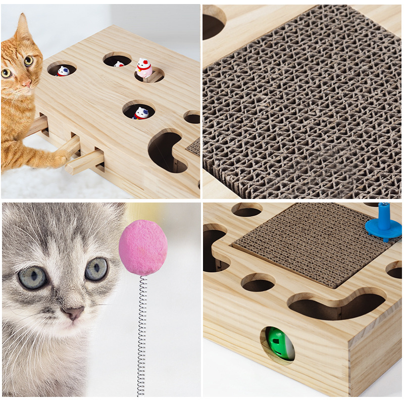 Pet Supplies Amazon New Internet Celebrity Interactive Cat Toy Grinding Claw Self-Hi Interactive Wooden Cat Toy