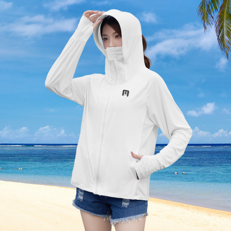 Rabbit New Ice Silk Hooded Sun-Proof Top Women's Outdoor Cycling and Driving UV-Proof Lightweight Face-Covering Thin Coat