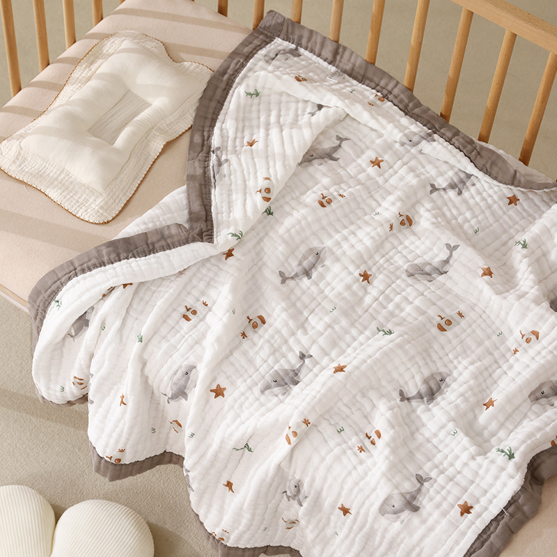 纯棉婴儿浴巾纱布初生儿a类六层6宝宝浴巾儿童新生儿全棉盖毯童被