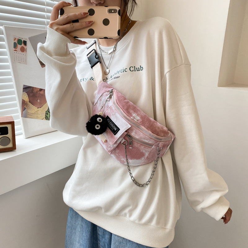 Cute Refreshing Chain Decoration Chest Bag 2021 New Trendy Korean Style Fashionable Fashionable Wide Shoulder Strap Shoulder Bag This Year