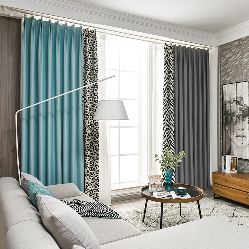 2021年新款轻奢窗帘全遮光简约灰色斑马纹客厅卧室飘窗书房免打孔