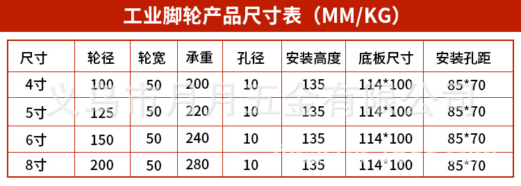 厂家批发脚轮 4568寸静音橡胶tpr重型万向轮平板车手推车轱辘轮子