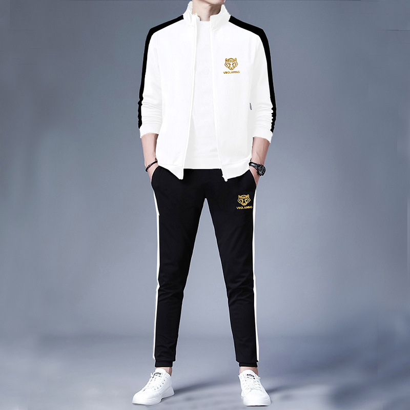 Fall Men's Clothing Suit Tiger Head Embroidery Men's and Women's Same Style Sweatershirt Three-Piece Trousers Men's Casual Sports Suit