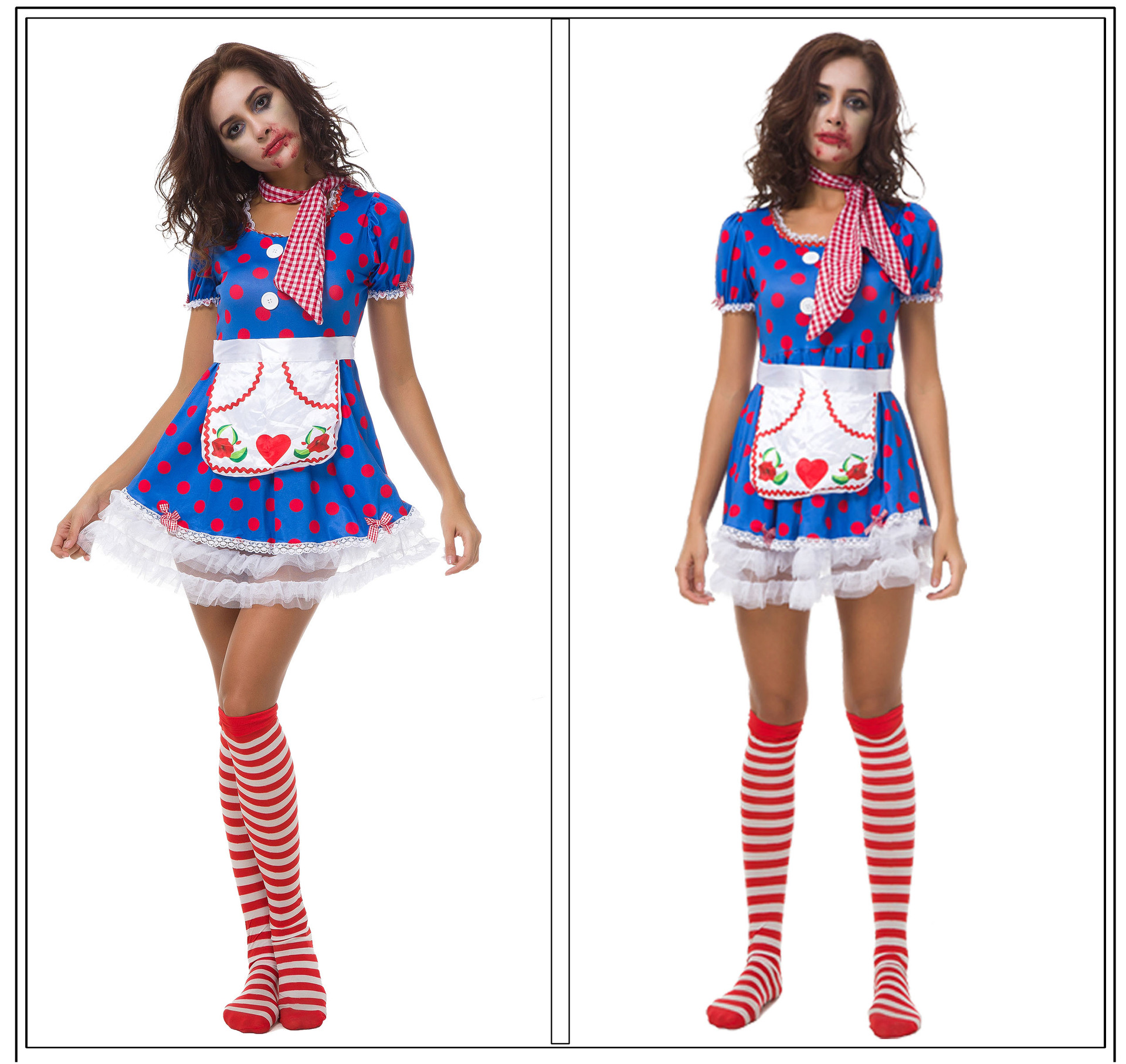 万圣节服装 马戏团小丑服 女燕尾服 欧美演出服 化妆舞会服