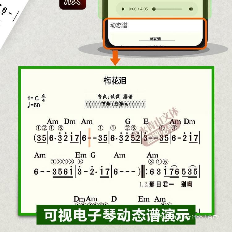 电子琴曲谱有声音伴奏在线扫码和弦指法活页大字体免翻乐简谱歌本