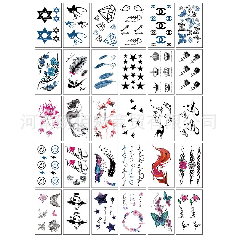 Ins Style Xuan Ya Children's Tattoo Stickers Korean Tattoo Flower Bindi Butterfly English Cartoon Cute Small Drawing