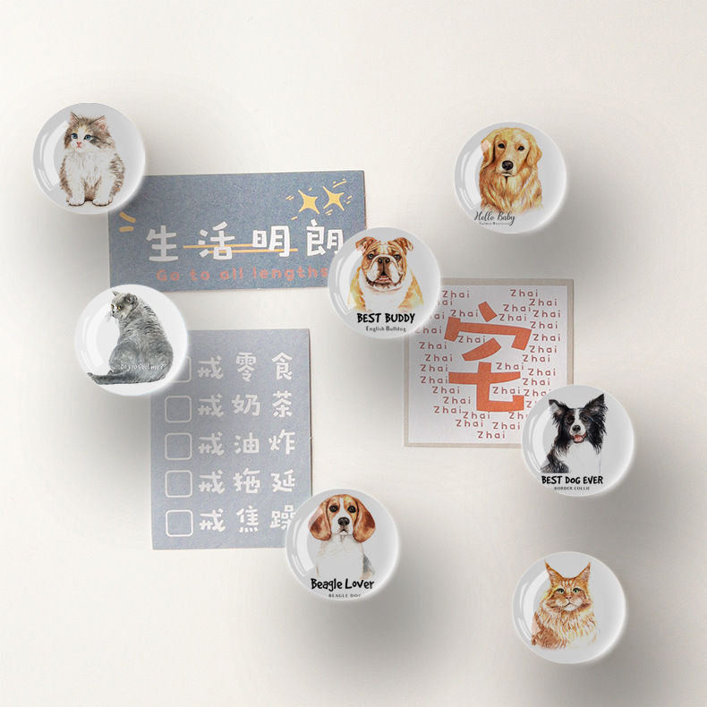 Factory Direct Sales Cat Crystal Refrigerator Sticker and Magnet Sticker Refrigerator Decoration Magnet Internet Celebrity Nordic Magnetic Stickers