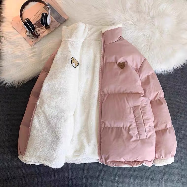 Cotton-Padded Clothes Women's Bread Clothes Women's Design Sense Niche Korean Cotton-Padded Clothes Fleece-Lined Thickened Two-Sided Wear Gentle Milk Sweet Cotton-Padded Jacket