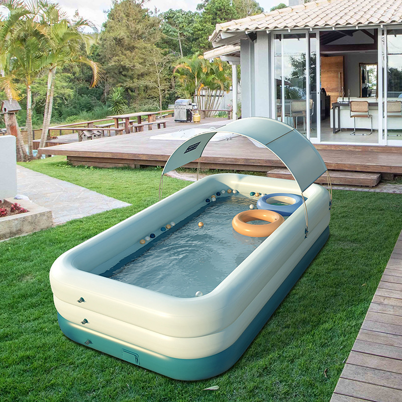 带棚遮阳自动充气婴儿游泳池家庭户外小孩折叠戏水池家用儿童泳池