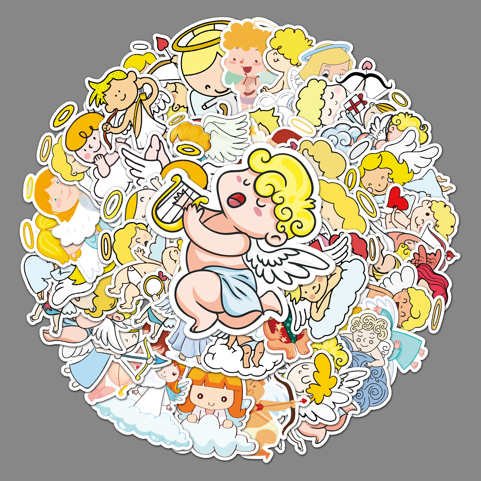 50张天使涂鸦贴纸 个性卡通手账贴纸儿童diy滑板水杯行李箱贴纸