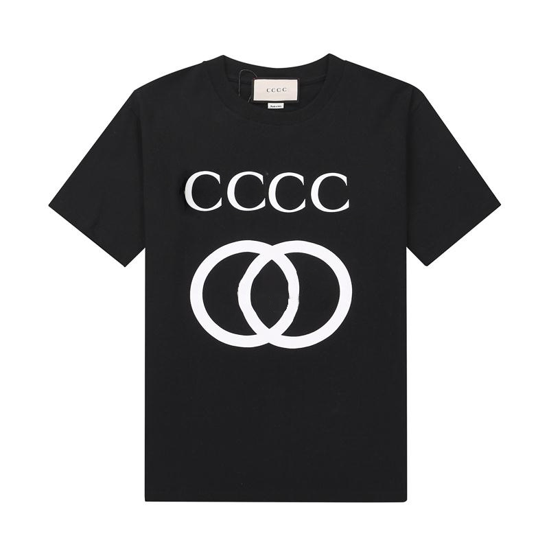 欧美潮牌2022早春新款经典百搭gg字母双圈印花棉质短袖t一件代发