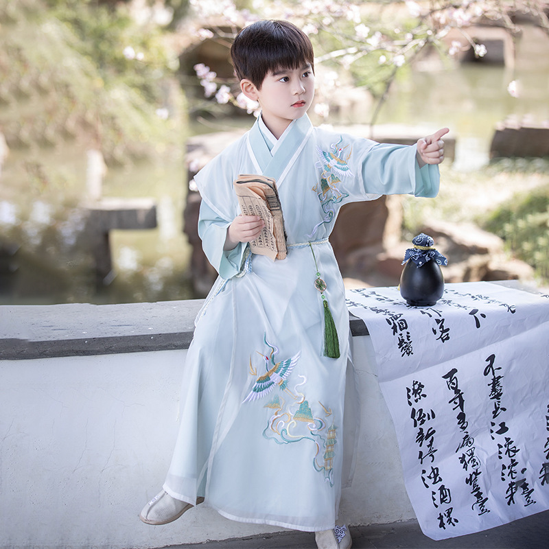 Hanfu Boy 2023 Autumn and Winter New Chinese Style High-End Handsome Children's Ancient Costume Boy Tang Suit Performance Clothes Wholesale
