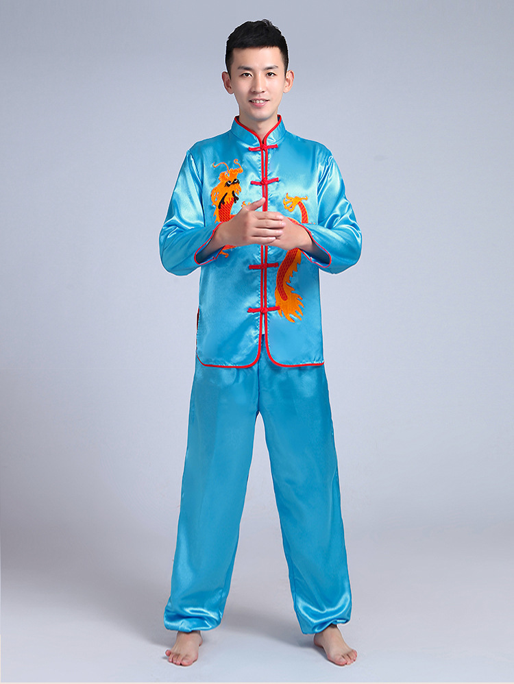 中老年秧歌服演出服男士成人2021新款锣鼓打鼓舞龙舞狮服装武术服