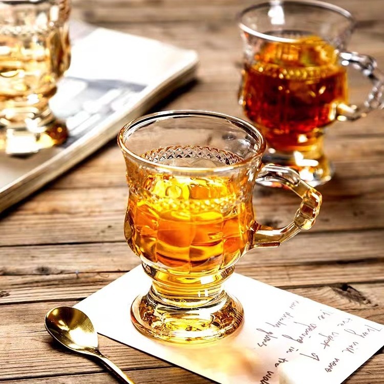 Glass Cup Hand Gift Vintage Wine Glass Amber Goblet Cup Hand Gift Good-looking Water Cup Coffee Cup