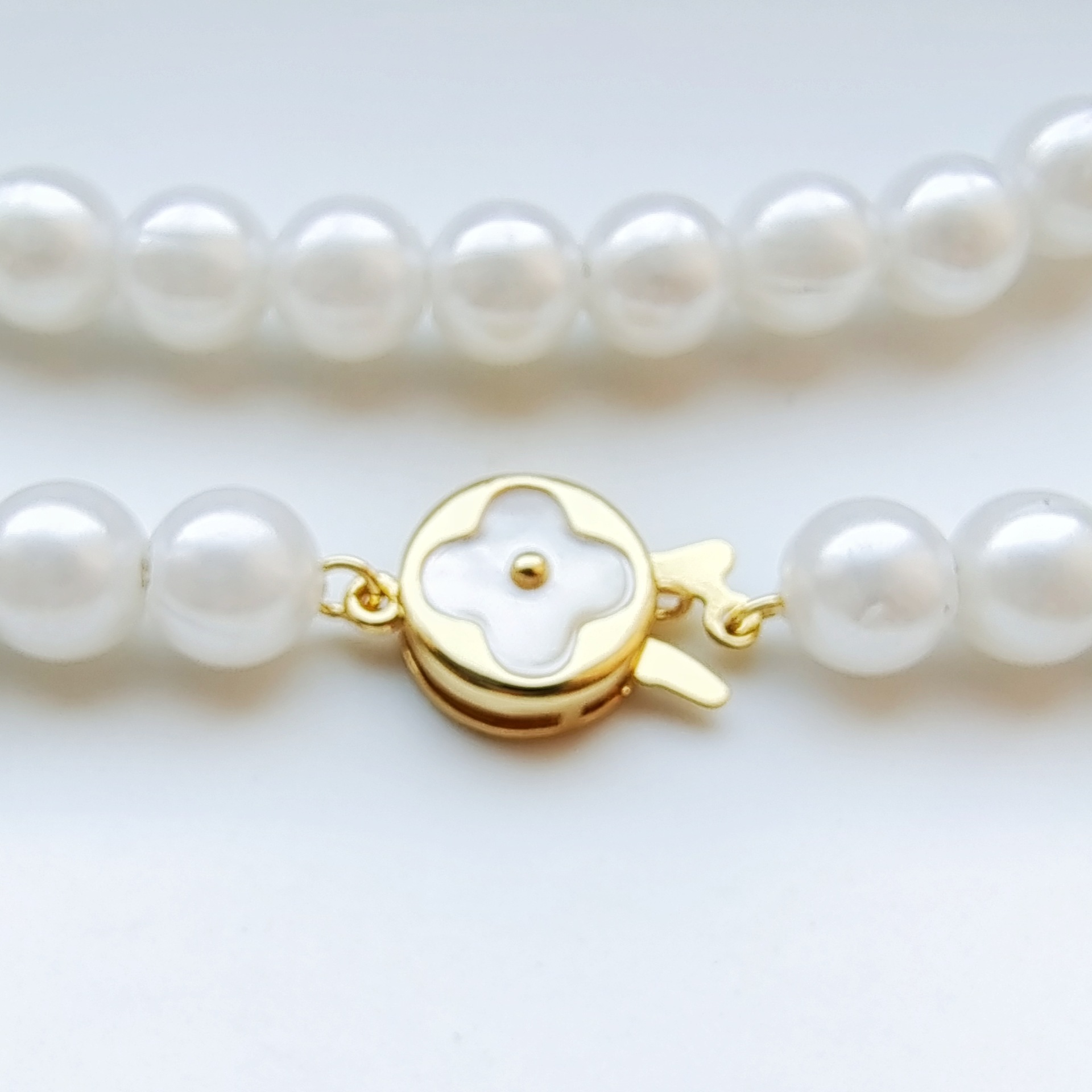 批发珍珠项链扣子贝壳雕花项链扣 铜镀14k金微镶锆石贝壳手链扣头