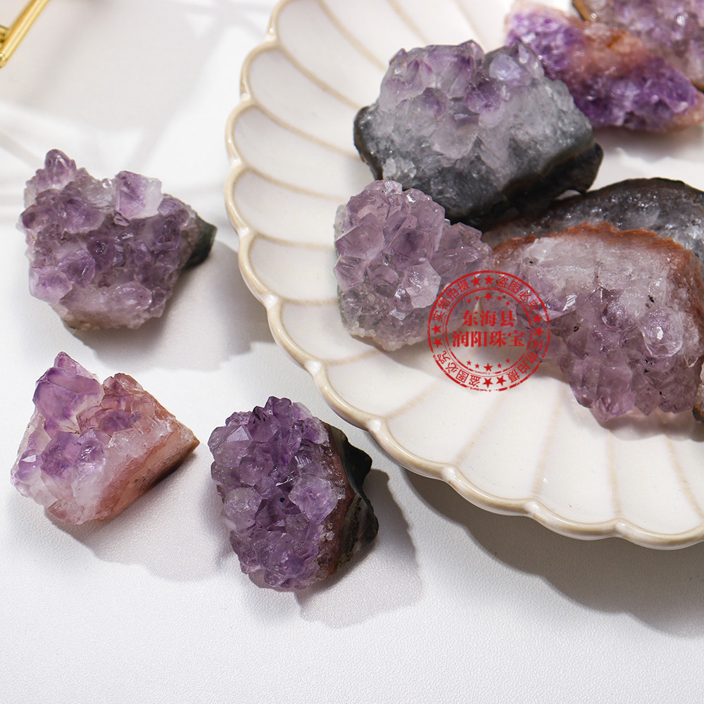 批发1kg天然紫晶块 薰衣草紫色水晶簇消磁原石跨境热销水晶能量石