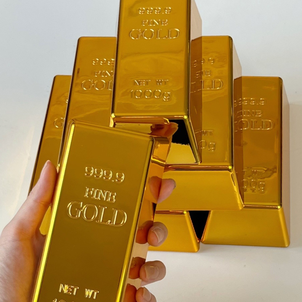 金砖门档仿真金条金砖门档阻摆件大号镀金金块道具家居装饰品