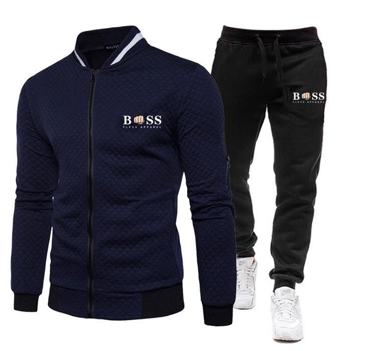 2023 Cross-Border New Arrival Men's Sport Suit Independent Station Amazon Casual Zipper Cardigan Sweatshirt and Sweatpants Suit