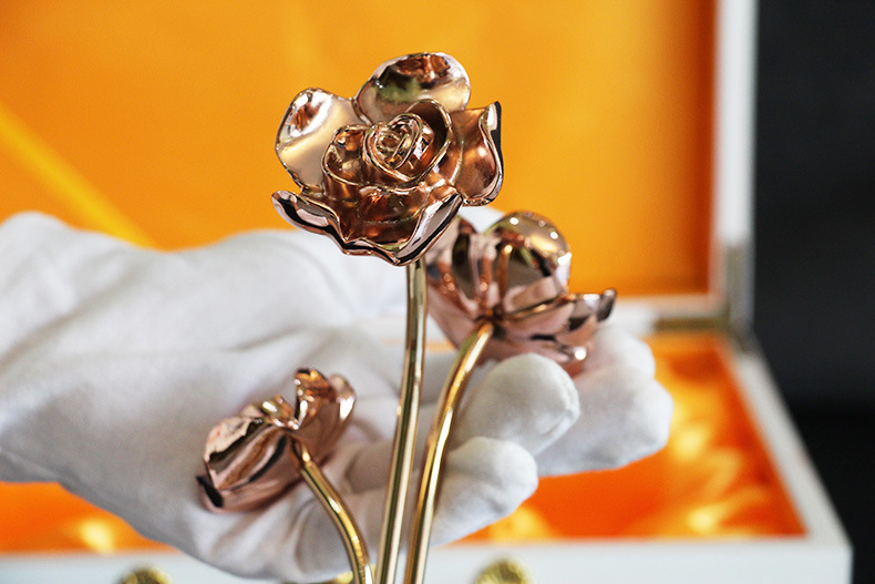 厂家批发 情人节礼物纯铜玫瑰金玫瑰花 家居铜摆件