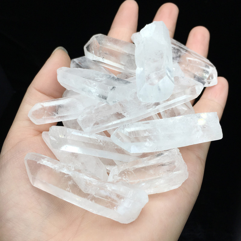 批发天然白水晶柱单晶体水晶原石柱白水晶条工艺品制作净化消磁石