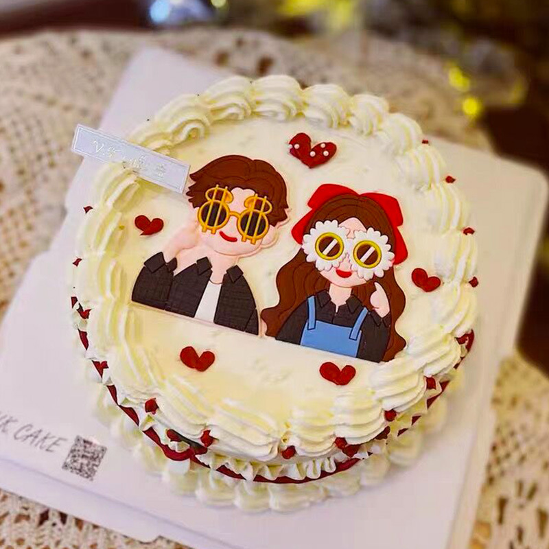 女王节蛋糕装饰男孩女孩情侣翻糖摆件卡通可爱唯美生日甜品台装扮