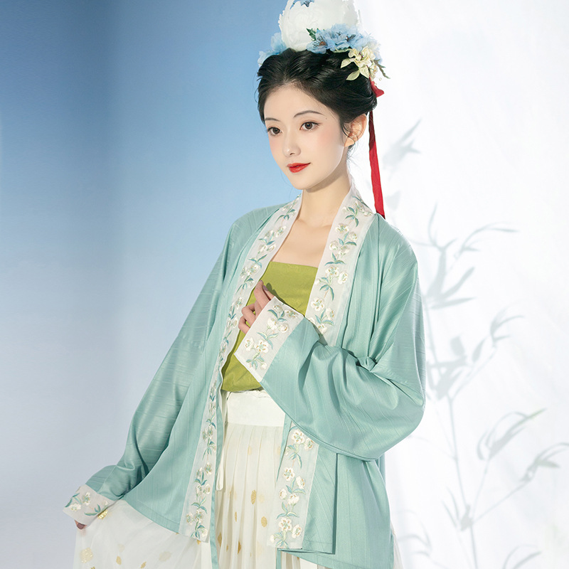 【-剪流光】原创绣花宋制褙子直领长衫飞机袖下裙汉服女