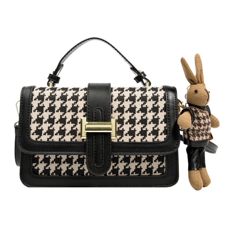 French Minority Bag for Women 2022 New Fall Winter Fashion Houndstooth Shoulder Messenger Bag Retro All-Match Small Square Bag