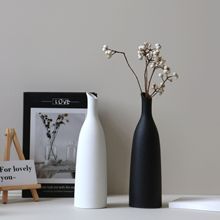 北欧创意简约陶瓷花瓶摆件客厅插花装饰品莫兰迪色斜口瓶厂家批发