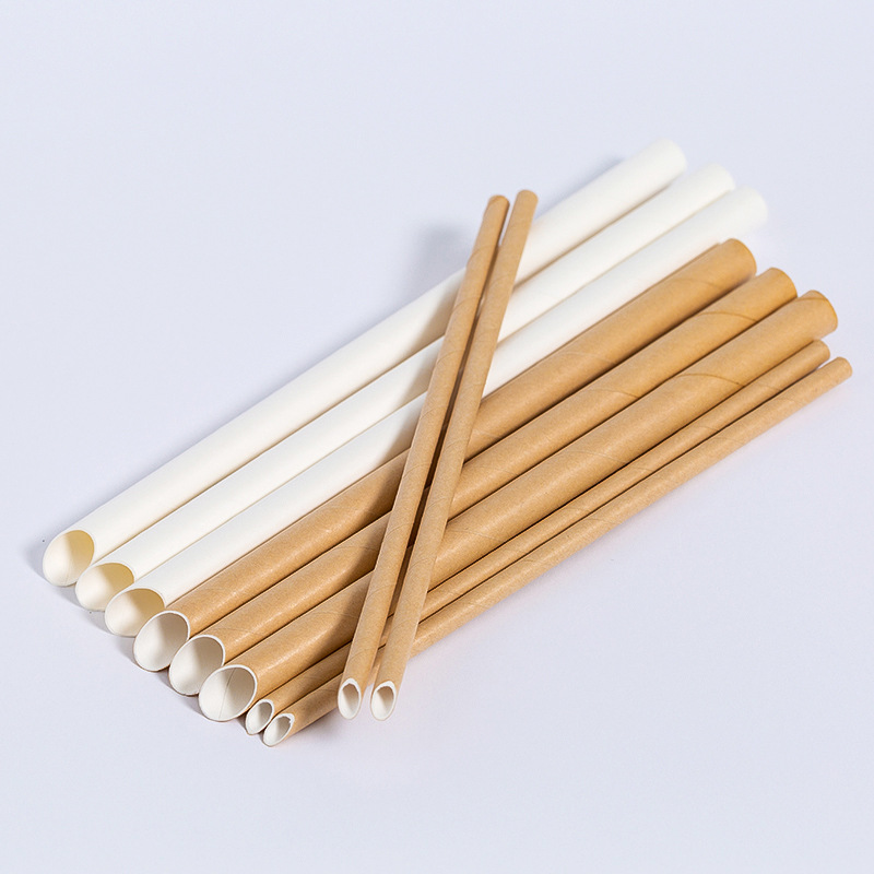 现货单支纸包装牛皮纸珍珠奶茶吸管加厚尖头纸吸管paper straw