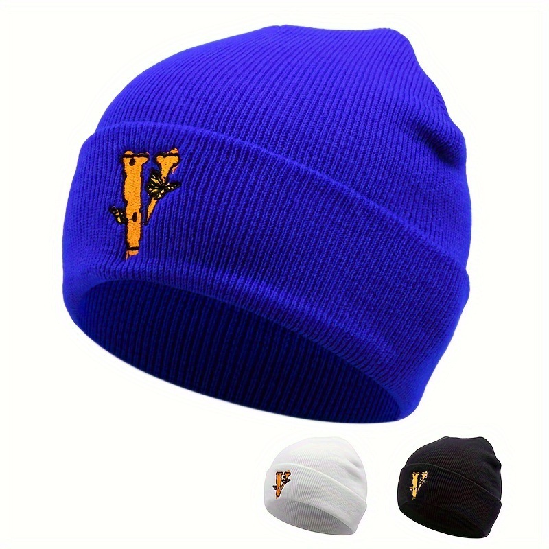 Foreign Trade Popular Style Butterfly V Embroidery Knitted Hat Winter Warm Men and Women Outdoor Woolen Cap Cartoon Versatile Popular