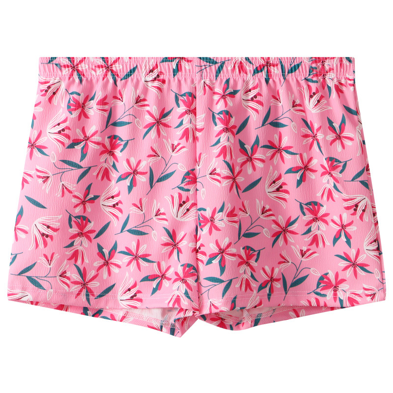 粉色阿罗裤男士纯棉透气宽松平角裤青年男生潮流个性碎花四角裤头