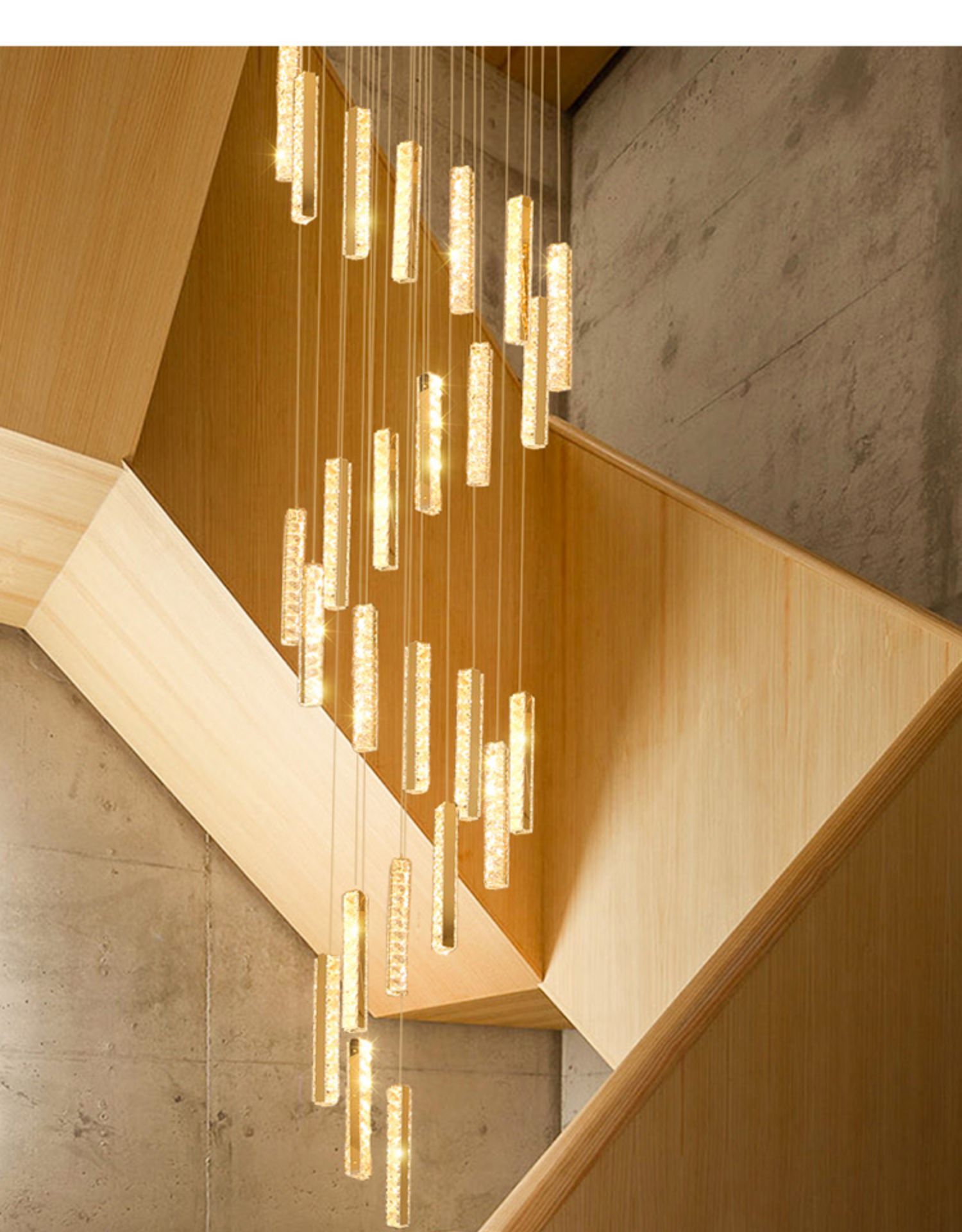 楼梯灯长吊灯后现代水晶大吊灯楼梯间吊灯复式楼别墅轻奢客厅灯具