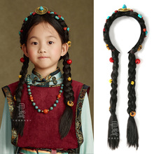 藏式民族风发箍松石蜜蜡假发辫子藏族女士儿童配饰舞蹈演出发箍