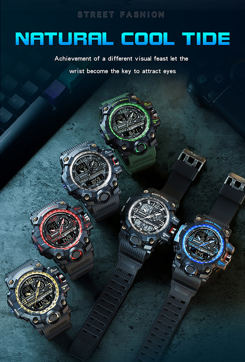 三达新款3133潮流时尚男士学生青少年电子表防水多功能腕表批发