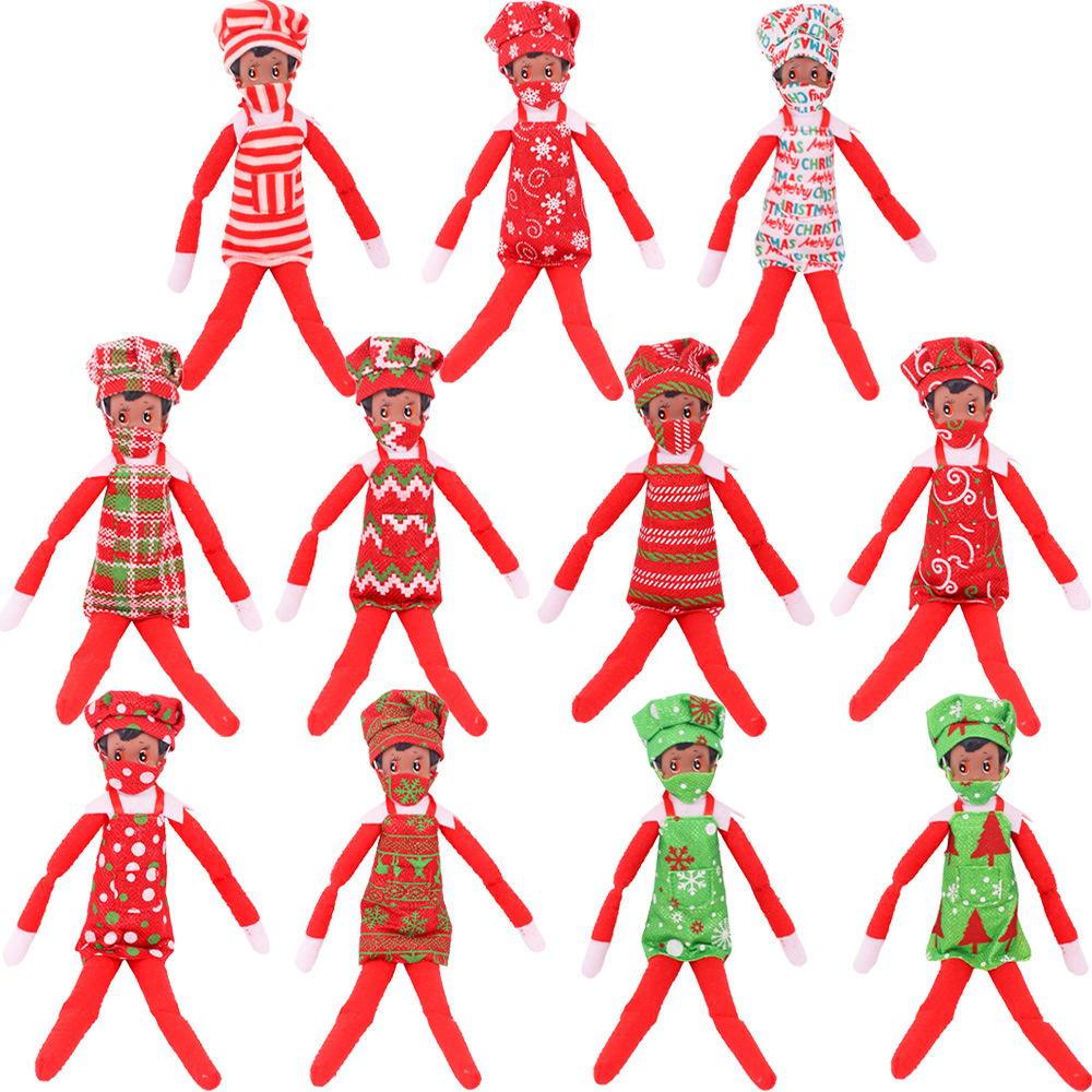 Cross-Border Hot Selling Christmas Bookshelf Elf Doll's Clothing Accessories Chef Cap Apron Set Toy Factory Direct Sales