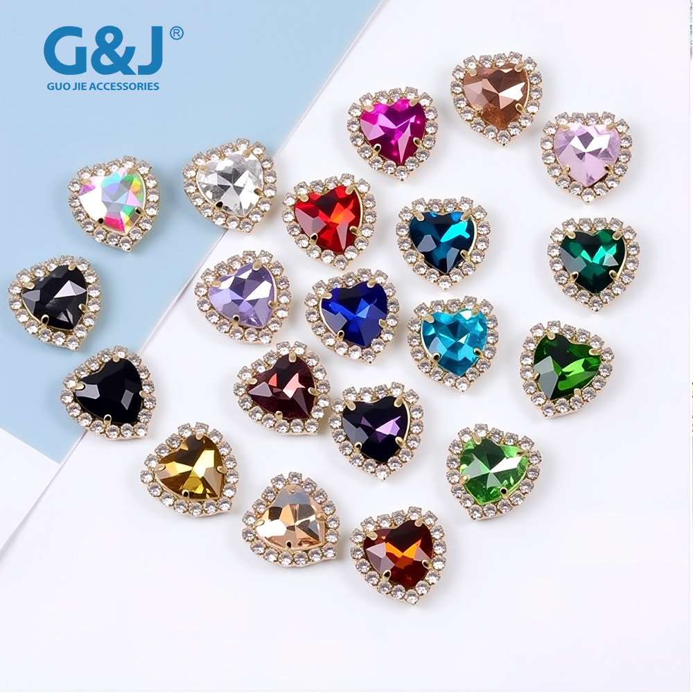 玻璃平底爪钻爱心镶钻围边水晶手缝钻石婚纱鞋包辅料DIY饰品配件