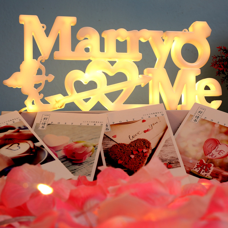 2023 Valentine's Day Decoration Birthday Proposal Arrangement Marry Me Qixi Party Flashing Light Decoration Led Sucker Light